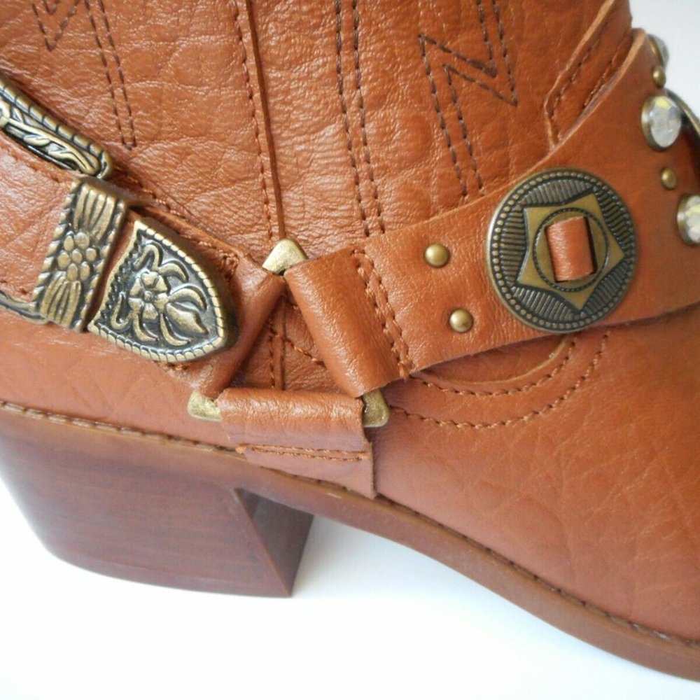 New CARLOS By CARLOS SANTANA Leather Western Ankle Boots - Picture 4 of 4
